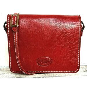 Conte Di Cavour RED SADDLE GENUINE LEATHER FLAP SMALL SHOULDER BAG XBODY CLUTCH